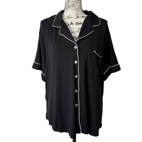 cozy earth Other - Cozy Earth Womens Black Pajama Top Short Sleeve Button-UP PJ Bamboo Size XL
